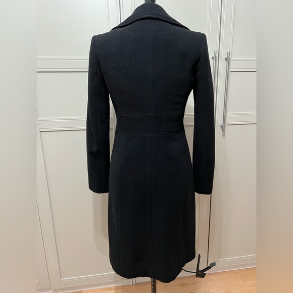 Black wool blend coat with removable faux fur collar, size small - Picture 3 of 6